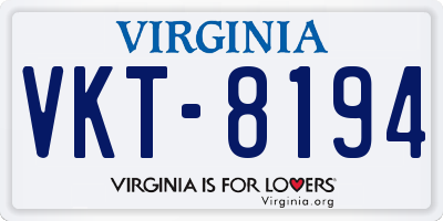 VA license plate VKT8194