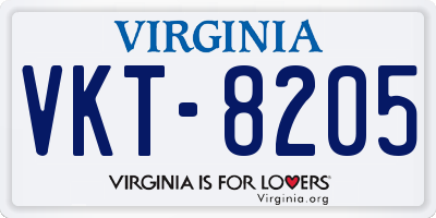 VA license plate VKT8205