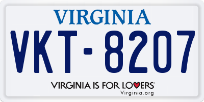 VA license plate VKT8207