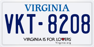 VA license plate VKT8208