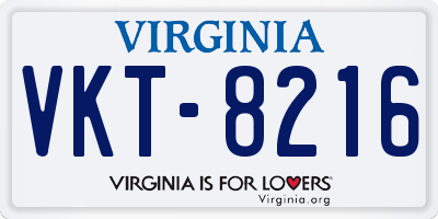 VA license plate VKT8216