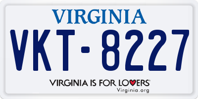 VA license plate VKT8227