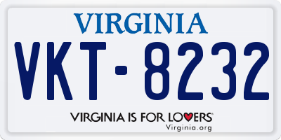 VA license plate VKT8232