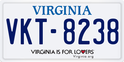 VA license plate VKT8238