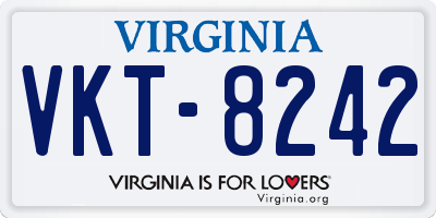 VA license plate VKT8242