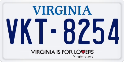 VA license plate VKT8254