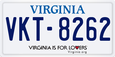 VA license plate VKT8262