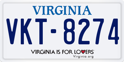VA license plate VKT8274