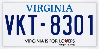VA license plate VKT8301