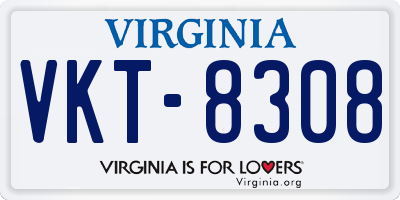 VA license plate VKT8308