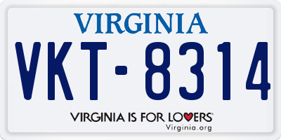 VA license plate VKT8314