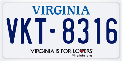 VA license plate VKT8316