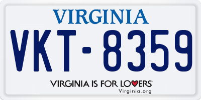 VA license plate VKT8359