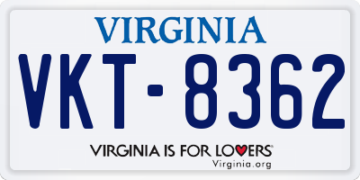 VA license plate VKT8362