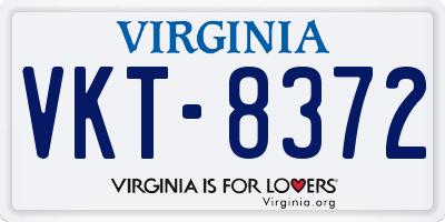 VA license plate VKT8372