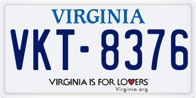 VA license plate VKT8376