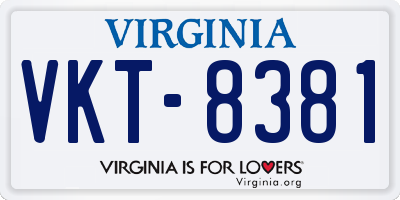 VA license plate VKT8381