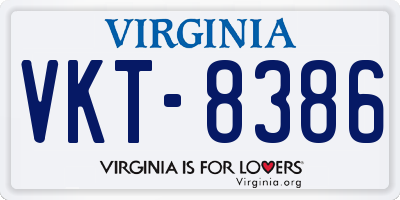 VA license plate VKT8386