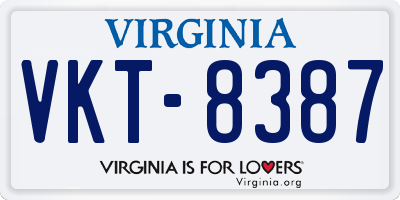 VA license plate VKT8387