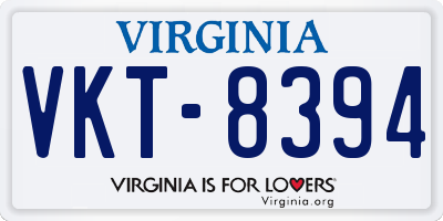 VA license plate VKT8394
