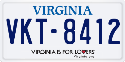 VA license plate VKT8412