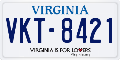 VA license plate VKT8421
