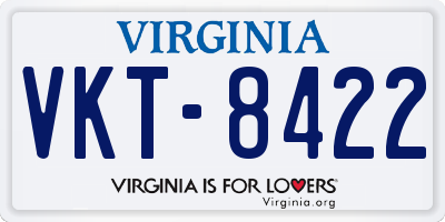VA license plate VKT8422