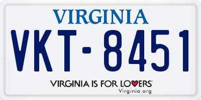 VA license plate VKT8451