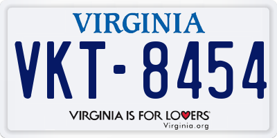 VA license plate VKT8454