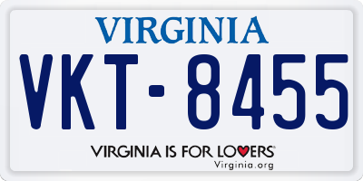 VA license plate VKT8455