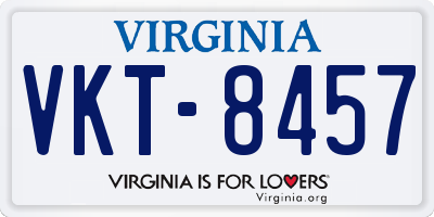 VA license plate VKT8457