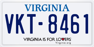 VA license plate VKT8461