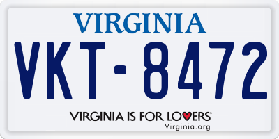 VA license plate VKT8472