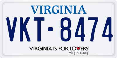 VA license plate VKT8474