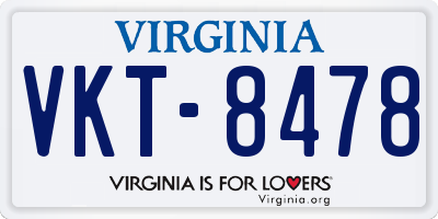 VA license plate VKT8478