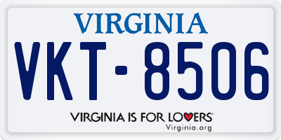 VA license plate VKT8506