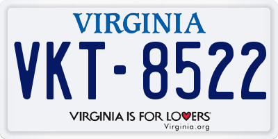 VA license plate VKT8522