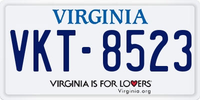 VA license plate VKT8523