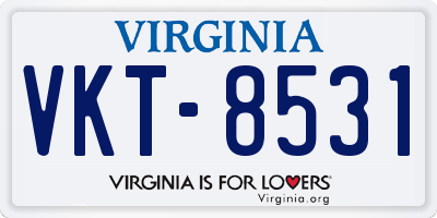 VA license plate VKT8531