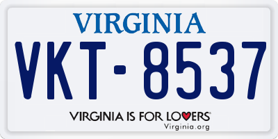 VA license plate VKT8537