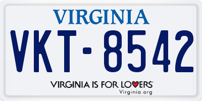 VA license plate VKT8542