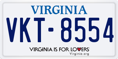 VA license plate VKT8554
