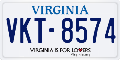 VA license plate VKT8574