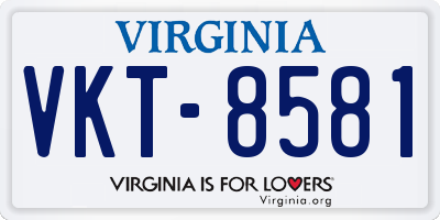 VA license plate VKT8581