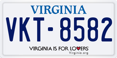 VA license plate VKT8582