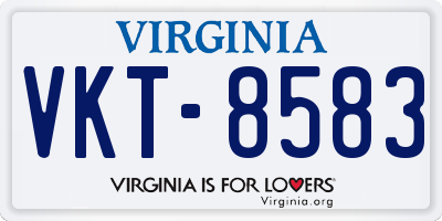 VA license plate VKT8583