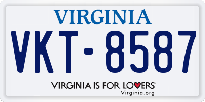 VA license plate VKT8587