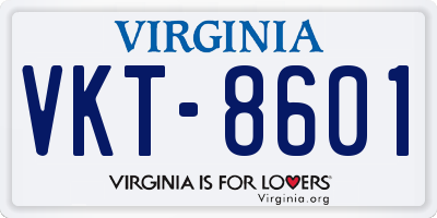 VA license plate VKT8601