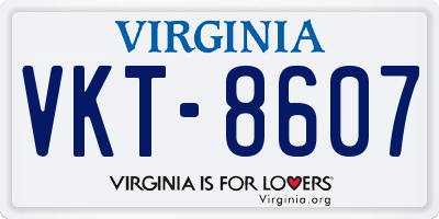 VA license plate VKT8607