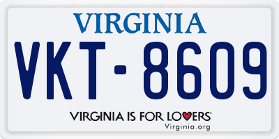 VA license plate VKT8609